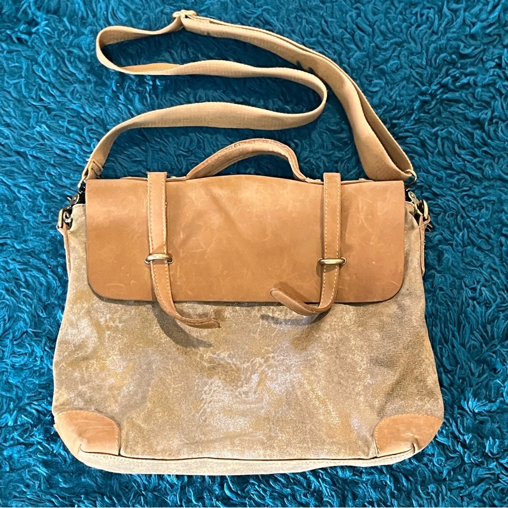 Jesslyn Blake Striped Interior Tote with Tan Leather Trim
